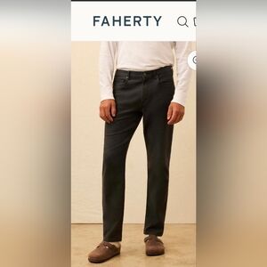 Faharty Mens The Stretch Terry 5 Pocket Stretch In Onyx, Size 29